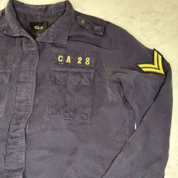 Rails Maverick Military Style Jacket S Indigo Aviation Utility Tencel Coastal - Picture 3 of 9